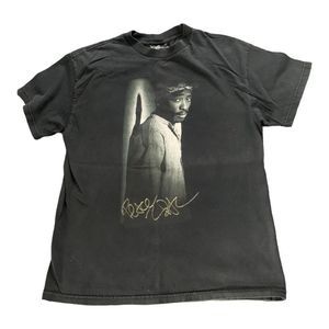 Vintage Mens 2006 Tupac Rap Graphic Black Short Sleeve T Shirt